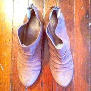 BCBG Paris suede light beige wedge ankle booties