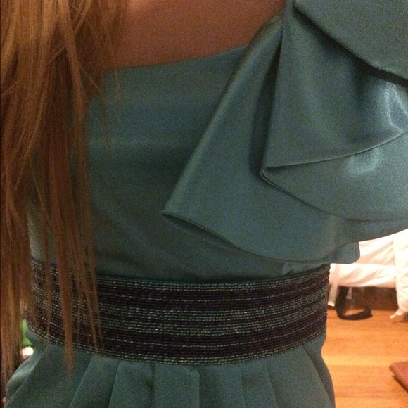 ❌GONE❌ Turquoise semi formal satin cocktail dress - Picture 4 of 4