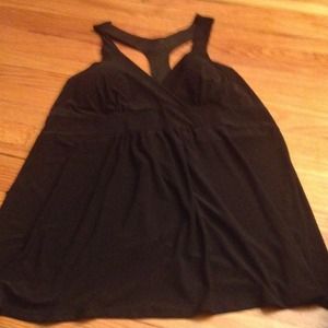 3X Black Sexy Tank w/ Faux Leather Racerback Top