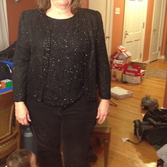XL Black Sequin Beaded Jacket
