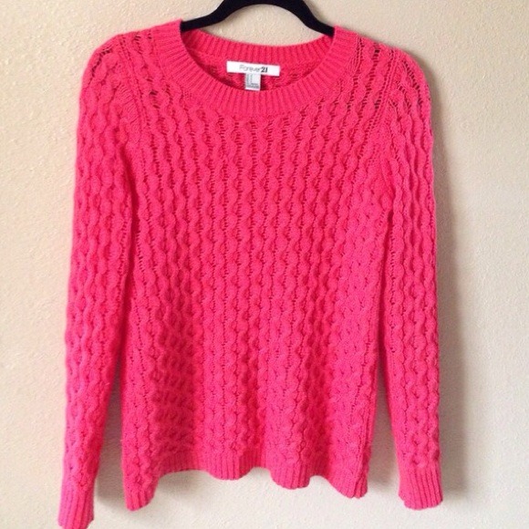 Forever 21 Sweaters - Forever 21 Pink Chunky Knit Round Neck Sweater