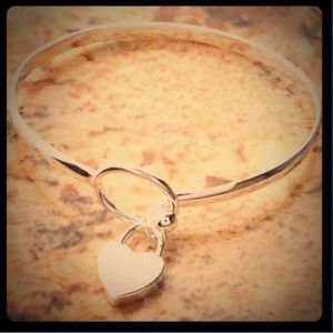 .925 Heart Lock Bangle - Sterling Silver