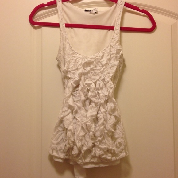 Lace and ruffled cream color tank