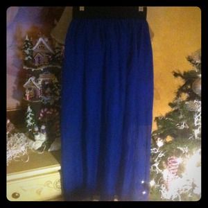 blue long skirt