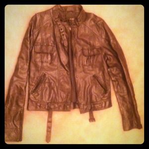 Metallic faux leather jacket