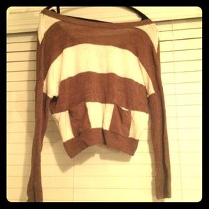 Striped knitted sweater with pockets