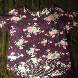 NWOT Hi low purple floral shirt!