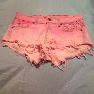Hand made pink ombré dip dyed jean shorts