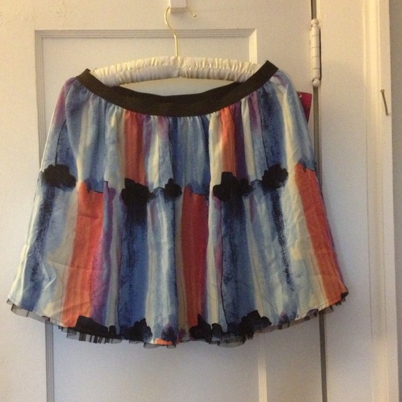 SOLD. NWT Watercolor Patterned Colorful Skirt - Picture 1 of 2