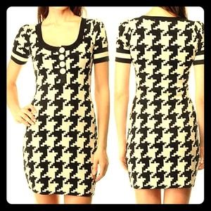 Betsey Johnson Houndstooth Sweater Dress