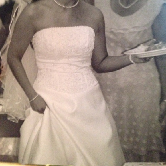 Size 4 white satin/sequence wedding gown