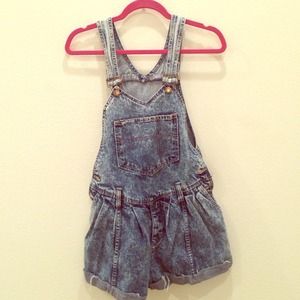 vintage denim short overalls