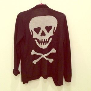 Black cardigan with skull on back