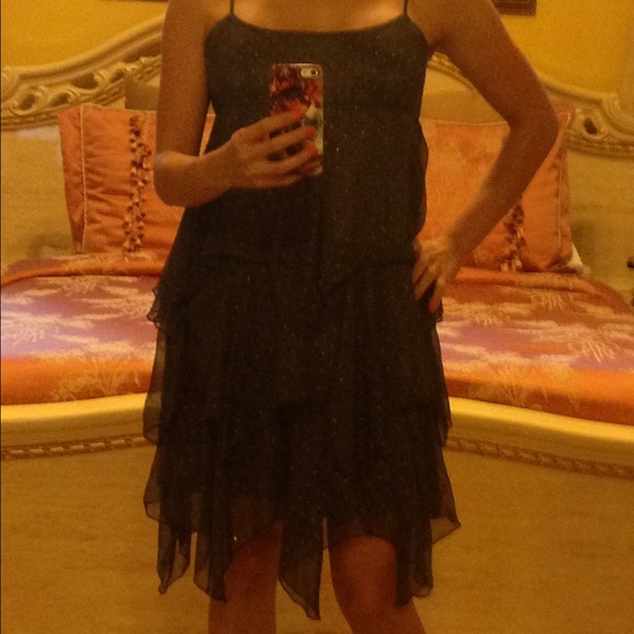 Free People Tiered dress with shiny gold dots