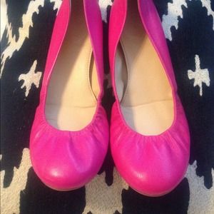 J.Crew leather ballet flats - bright pink