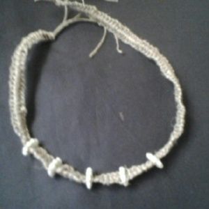 Green colored hemp necklace w/green beads