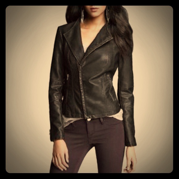 Express Faux-Leather Distressed Moto Jacket