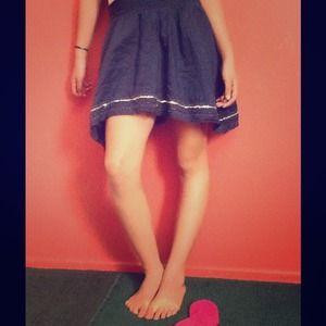 A navy skirt