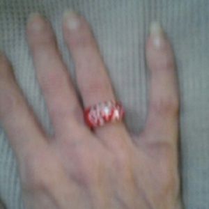 Plastic red and white ring