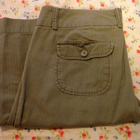 Gap green with white pinstripes pants.