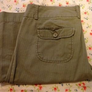 Gap green with white pinstripes pants.