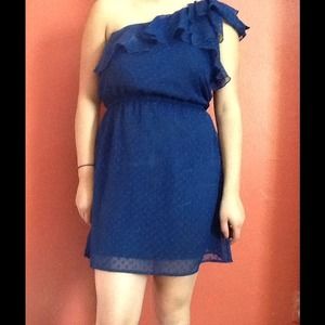 Blue off the shoulder dress