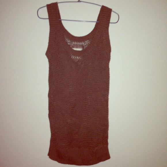 🔵 Oversized Cozy Open Knit Camel Tank Top XS S M