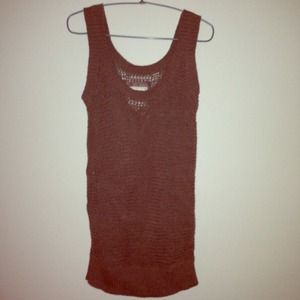 🔵 Oversized Cozy Open Knit Camel Tank Top XS S M