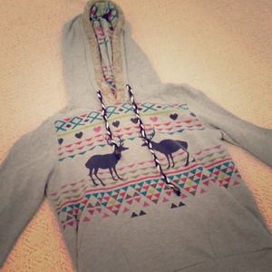 Aztec Reindeer Sweater W/Hood