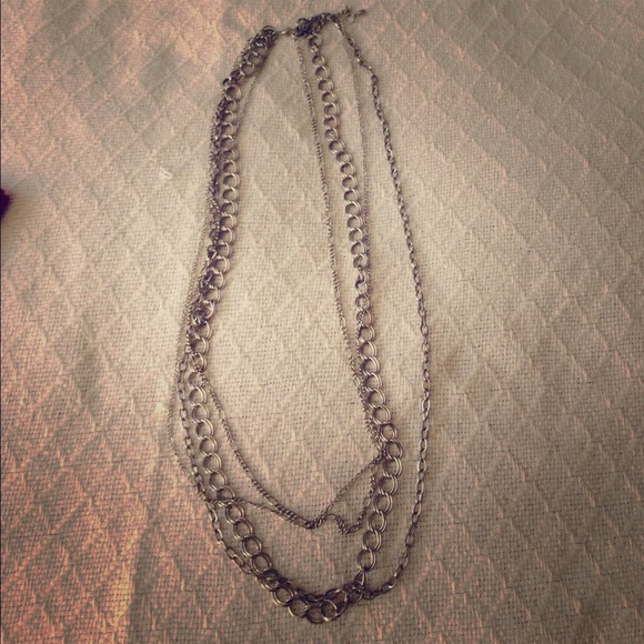SOLD****Silver multiple chain necklace