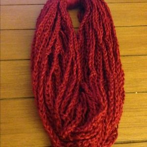 Crocheted Red Infinity Scarf
