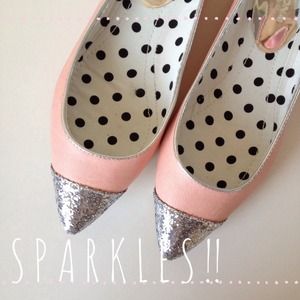 Shoes - Pink - Silver Sparkle Flats Shoes - Pink - Silver Sparkle Flats