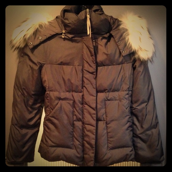 Brown Puffy BCBG Jacket w/ real fur