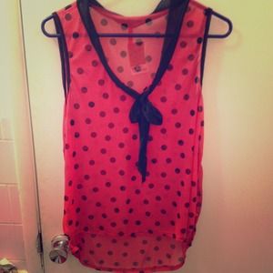 Red polka for high/low shirt