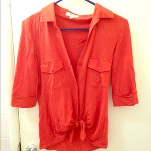 Orange half sleeve blouse