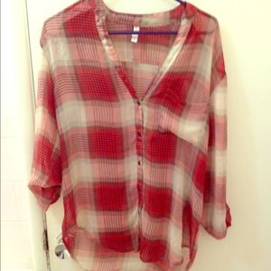 Oversized plaid blouse