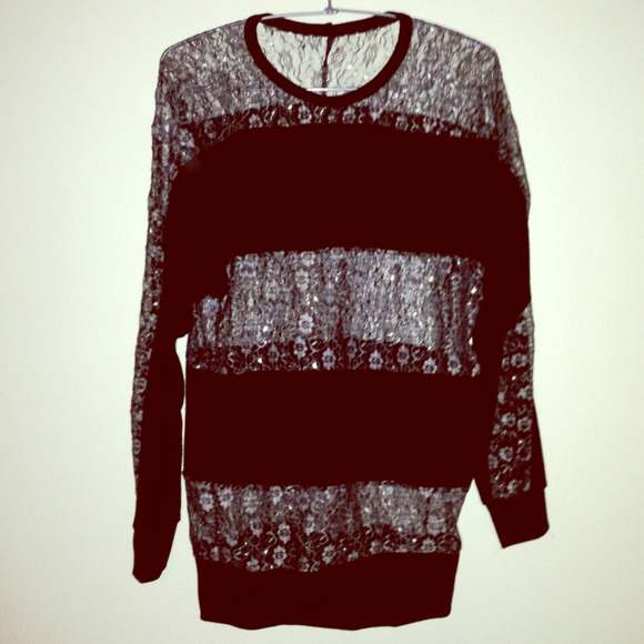 LF Millau Stripe Cut Out Sparkly Sheer Lace - Picture 1 of 4