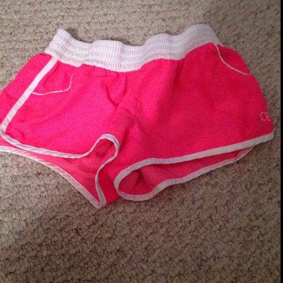 pink running shorts