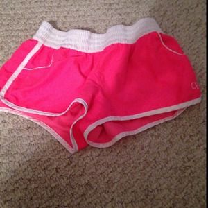 pink running shorts