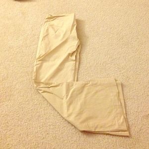 Benetton work trousers - cream with tan pinstripe