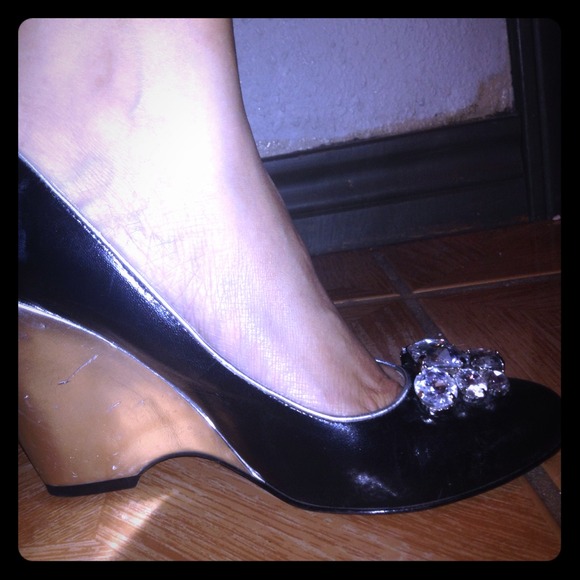 Blinged black and silver wedges.