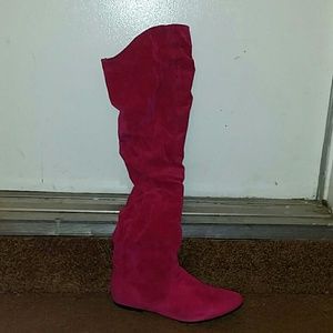 Hot pink Knee high boots