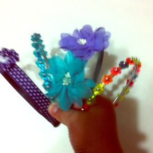 Pink  and blue head bands total of five