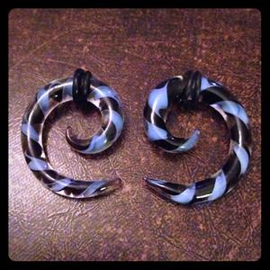 Blue Spiral Earrings