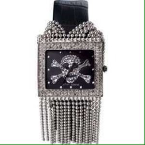 Betsey Johnson chain skull watch leather band