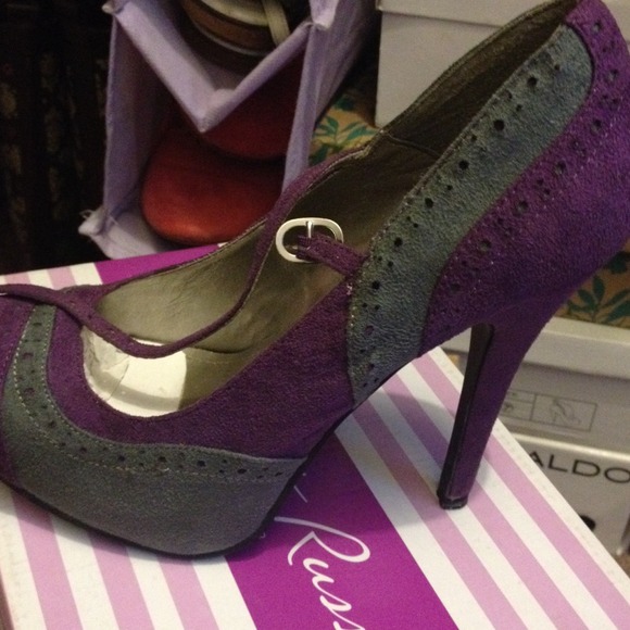 Purple and grey heels