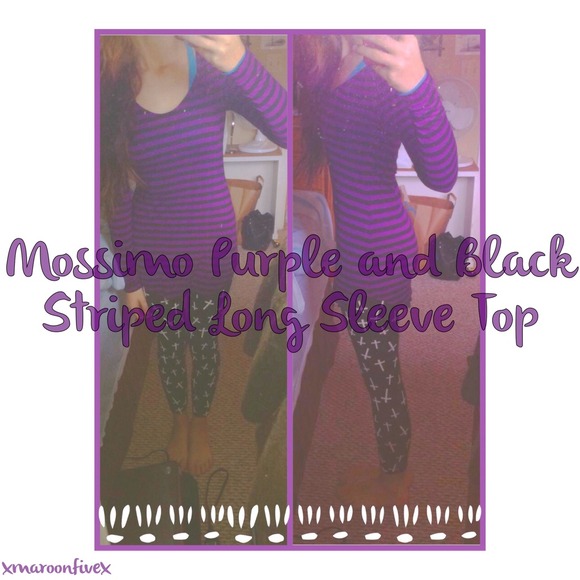 Mossimo Purple and Black Striped Long Sleeve Top