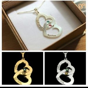 Two Hearts Swarovski Crystal with Two Names