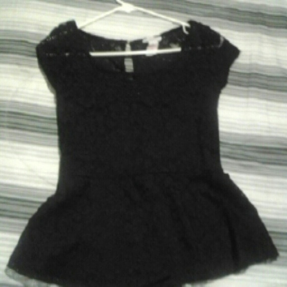 Black lace peplum top