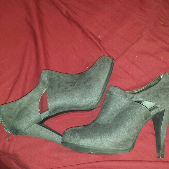 Gray suede booties